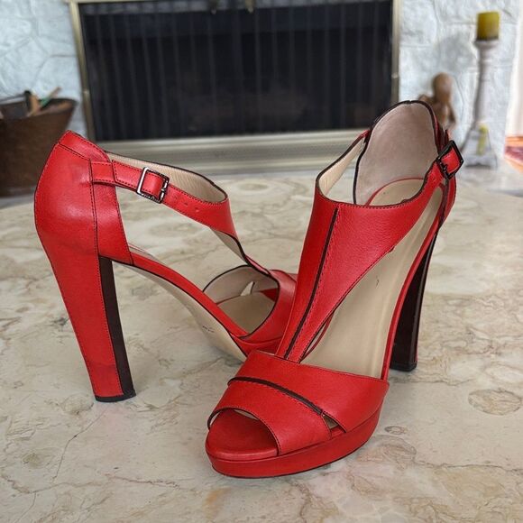 Longchamp Leather Platform Peep Toe Heels - Picture 4 of 17